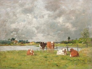 Mucche in un campo sotto un cielo tempestoso, 1877